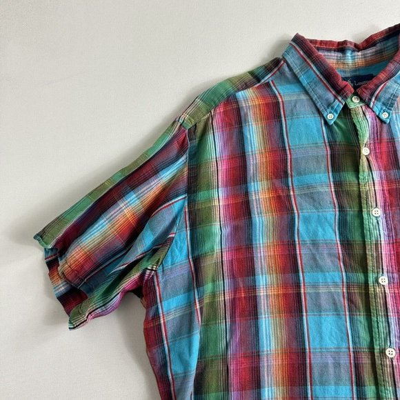 Polo Ralph Lauren Shirt Men’s Size XL Plaid Custom Fit Linen Blend Button Down - Picture 3 of 9